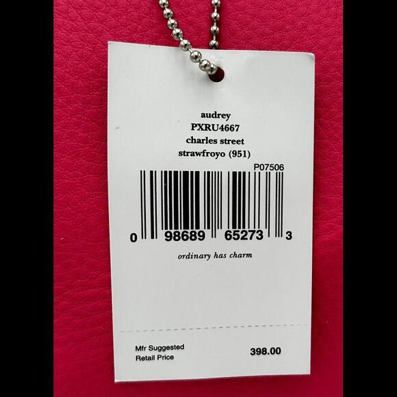NWT KATE SPADE NEW YORK Audrey Charles Street Handbag W/Shoulder Strap Pink - Picture 3 of 12